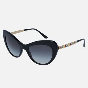 Auth Rare Dolce & Gabbana Mambo Black Gold Crystal Multi Cat Eye Sunglasses NEW
